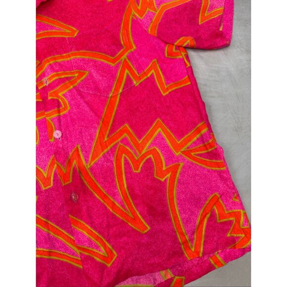 Vintage Alfred Shaheen Shirt Neon Pink Rare Size L/XL Tiki Hawaiian 1960s MCM - Picture 9 of 13